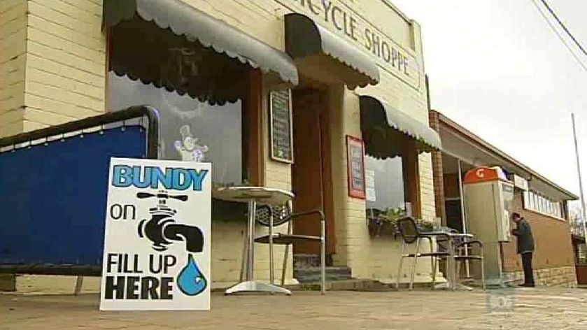 A sign on the main street of Bundanoon in NSW reads: Bundy on Tap