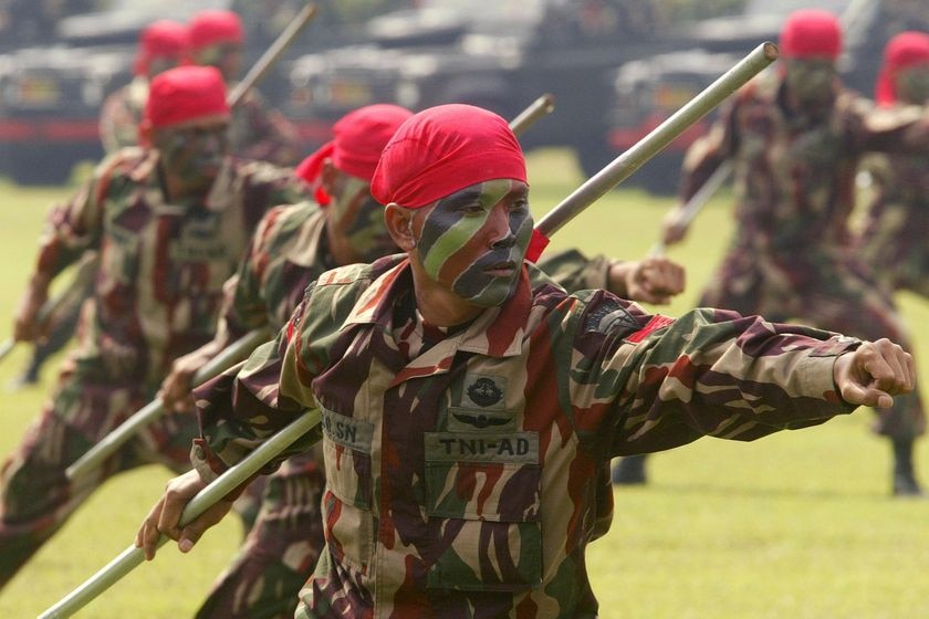 Indonesian soldiers from Kopassus special forces