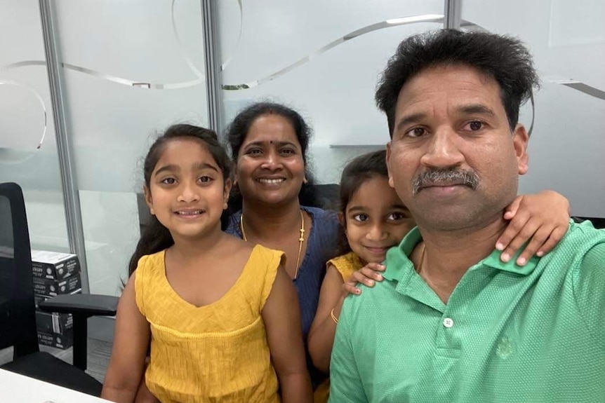 Nades, Priya and their two daughters, Kopika and Tharnicaa in Perth via Facetime.