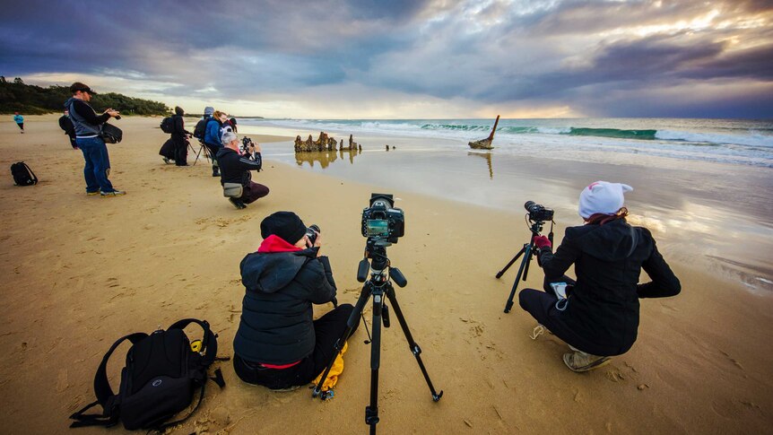 Photographers shooting the SS Dicky