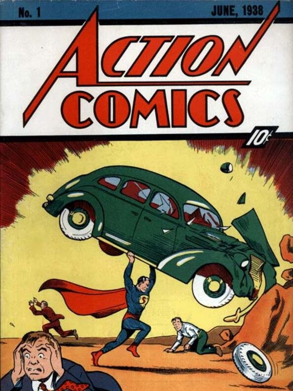The comic book, Action Comics number 1, which marked the debut of Superman in June, 1938