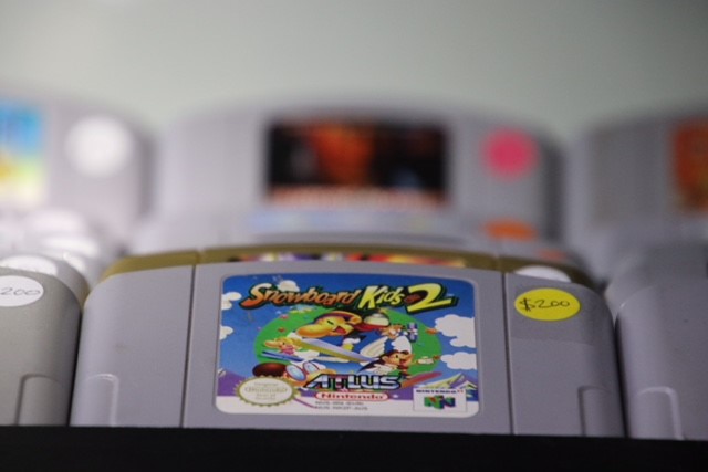 An assortment of Nintendo 64 game cartridges.