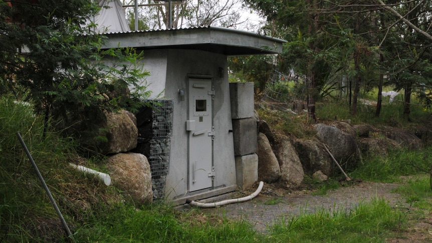 A concrete bunker.