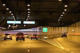 A car exits the Airport Link tunnel in Brisbane.