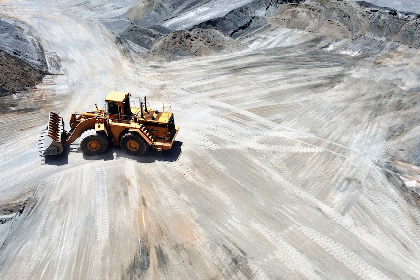 A front end loader in a mine site.