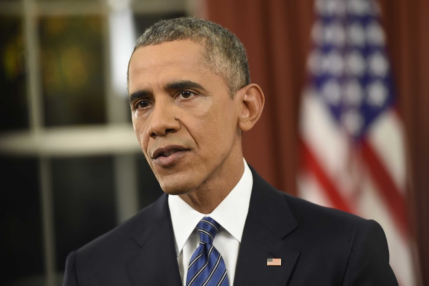 US President Barack Obama speaks from the Oval Office