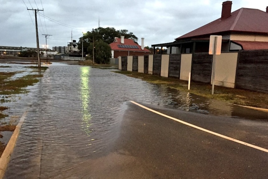 Water slowly draining in Birkenhead.