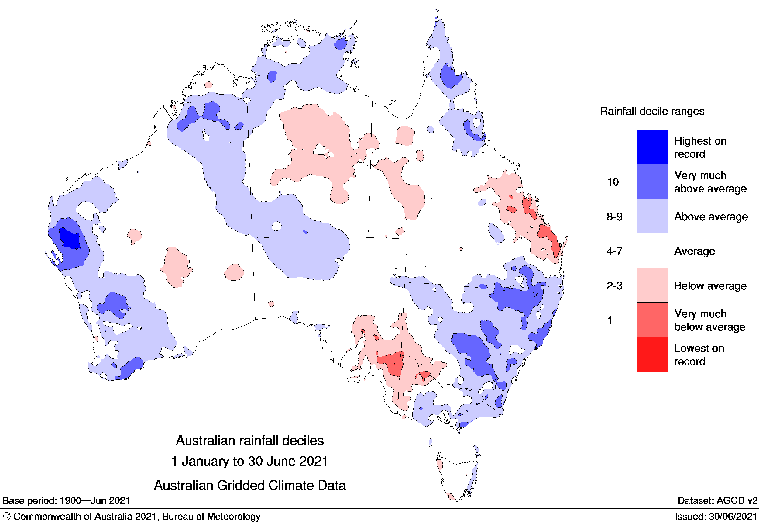 A map of Australia showing rainfall concentrations.