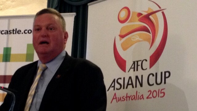 Organising Committee CEO Michael Brown announcing Newcastle's Hunter Stadium will host four 2015 Asian Cup matches.