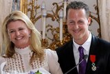 Michael Schumacher and his wife Corinna, after he was awarded the French Legion of Honour.