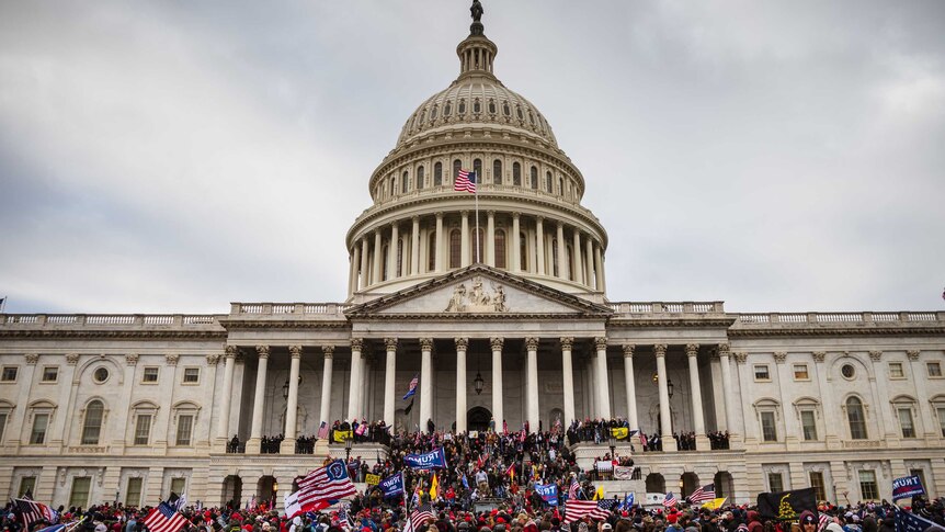 Trump supporters hold a "Stop The Steal" rally outside the Capitol Building in Washington DC on January 21, 2021.