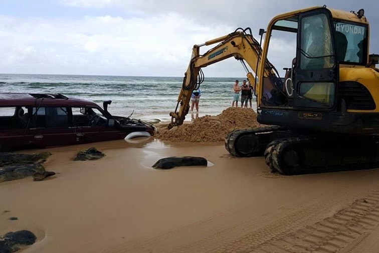 This four-wheel drive lost in the race against the tide.