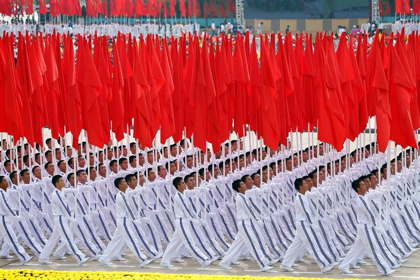 Students from Vietnam's Sports University march in the parade.