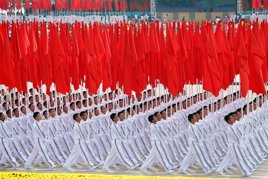 Students from Vietnam's Sports University march in the parade.