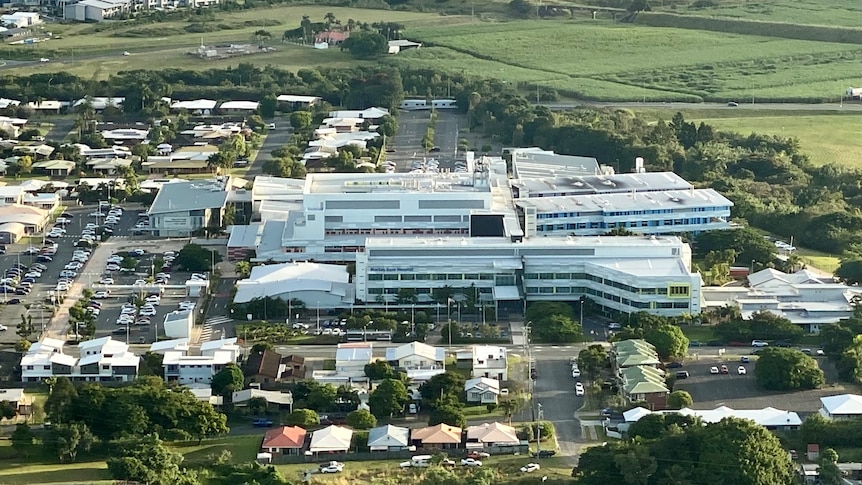 The Mackay Base Hospital seen from an airplane window