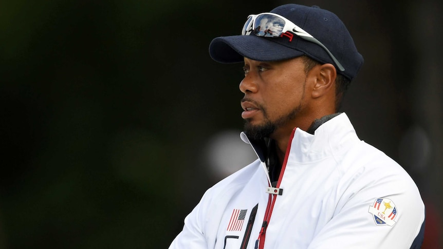 Team USA vice-captain Tiger Woods at a practice round for the Ryder Cup on September 28, 2016.