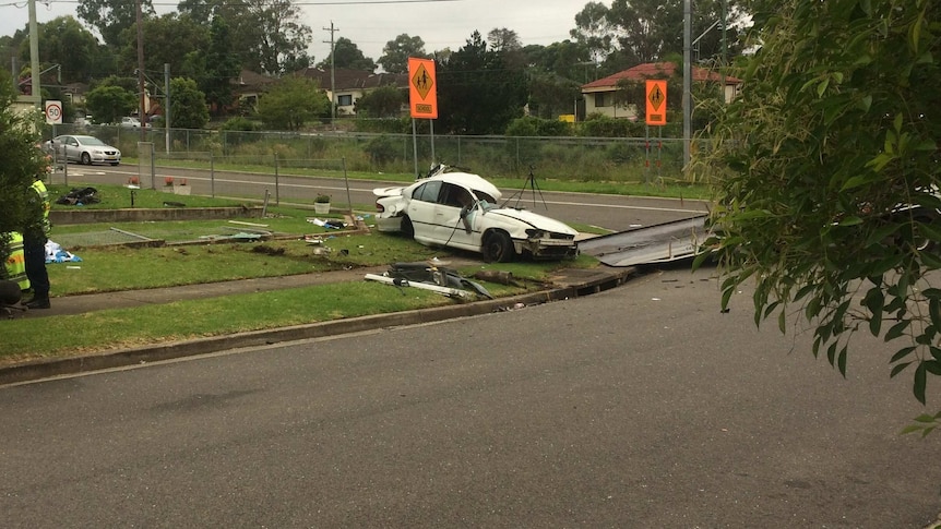 The scene of a car crash in Sydney