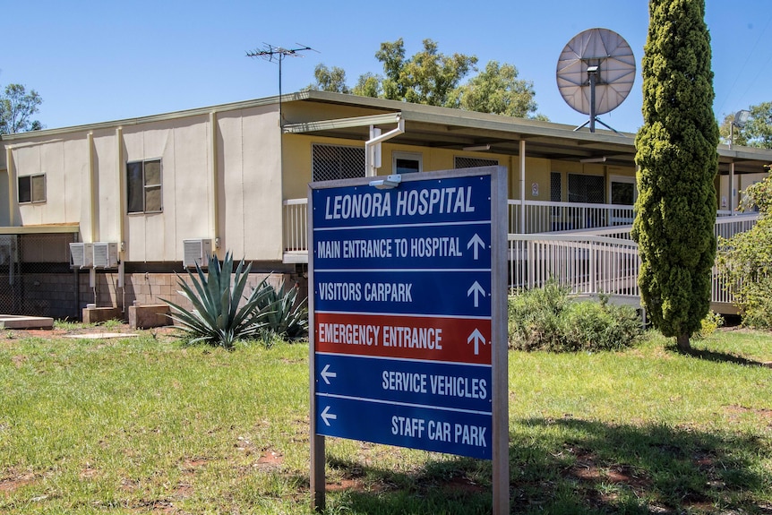 A sign at the entrance to Leonora Hospital.  