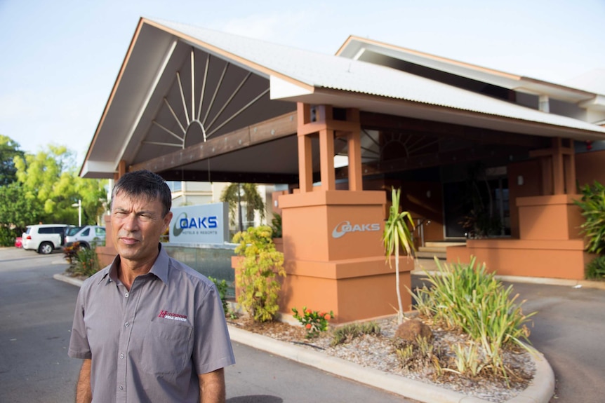 Tony Hutchinson outside a hotel in Broome