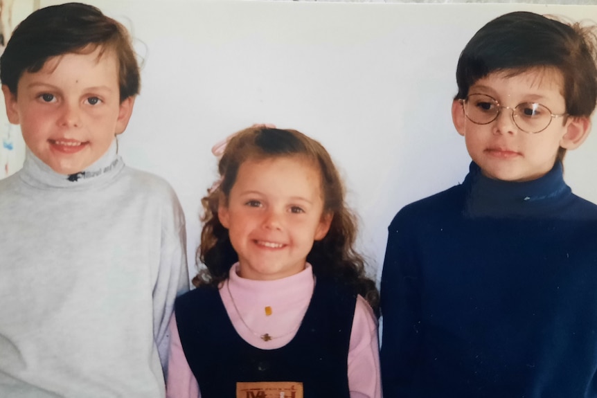 Matildas player Hayley Raso and her brothers as young kids.