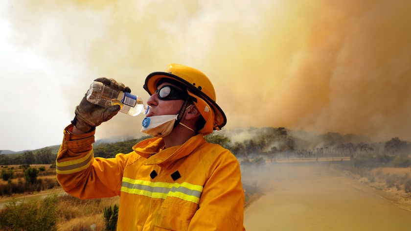 Firefighter takes a break