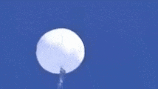 Footage shows an alleged Chinese spy balloon being destroyed by the US. 