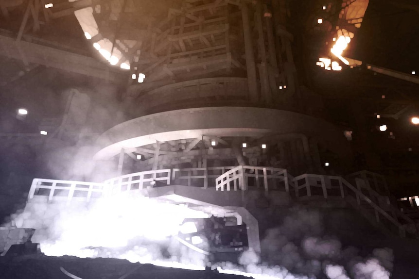 A furnace at a steel mill.