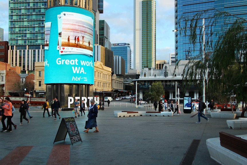 A sparsely busy public space in Perth