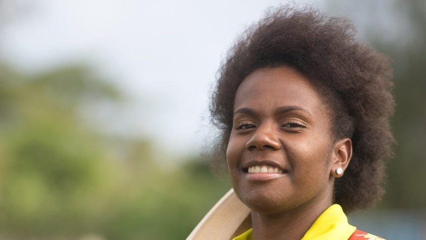 A female cricketer from Vanuatu.