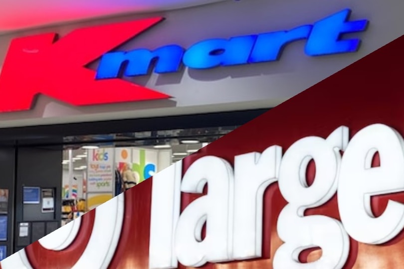 A composite image of the Kmart and Target store signs. 