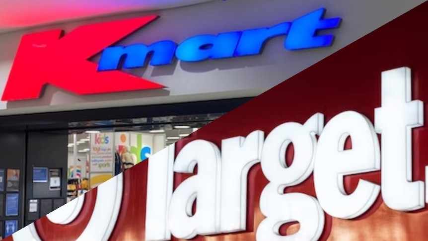 A composite image of the Kmart and Target store signs. 