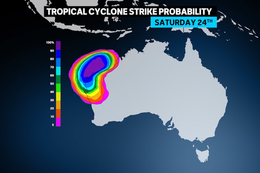 A map showing tropical cyclone strike probability 