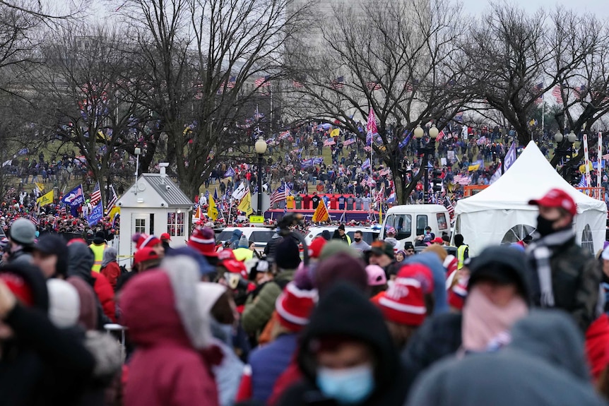 People attend a rally in support of President Donald Trump called the "Save America Rally," January 6 2021.