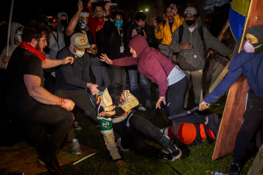 Demonstrators clash at UCLA.