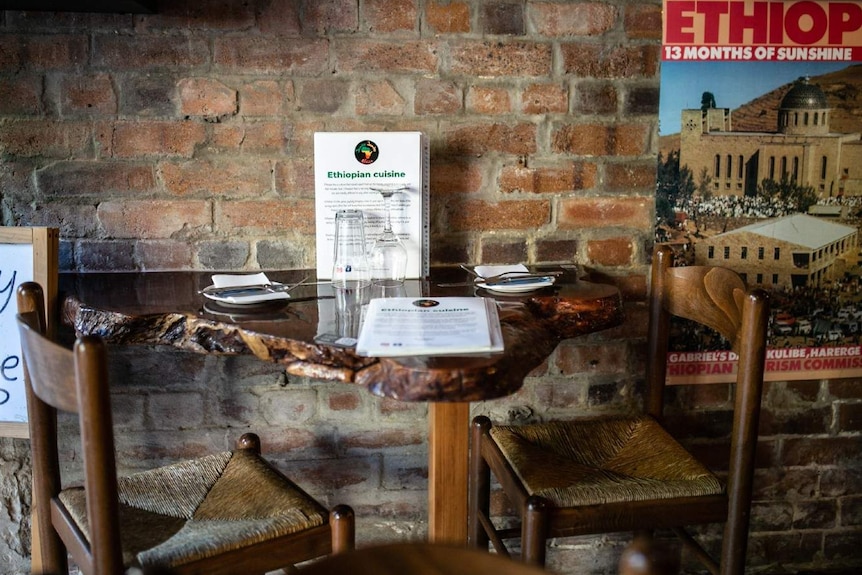A table inside a restaurant
