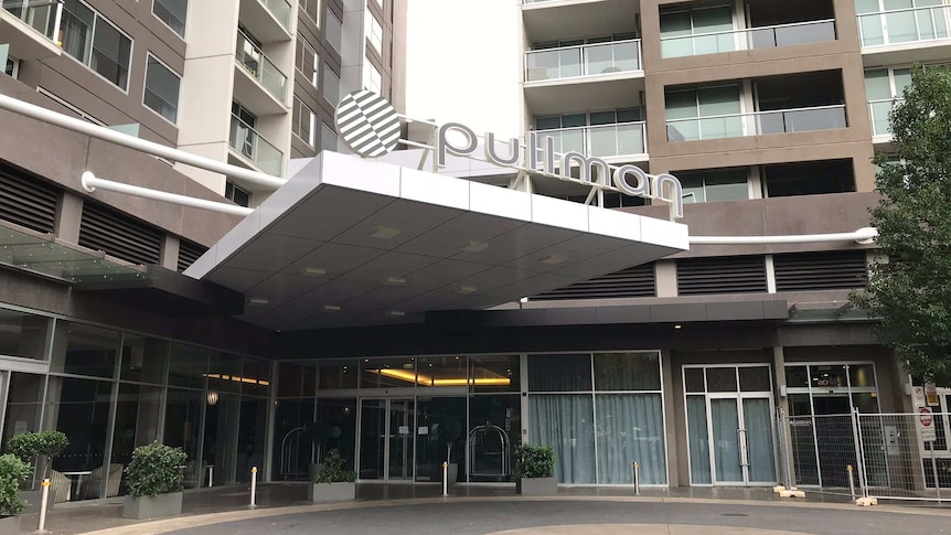 The front of the Pullman Hotel in Adelaide's Hindmarsh Square.