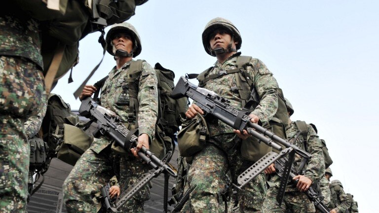 Members of the Philippines army marching
