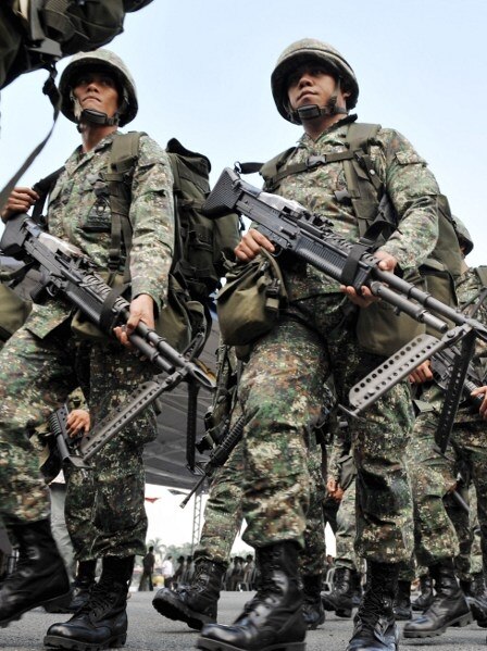 Members of the Philippines army marching