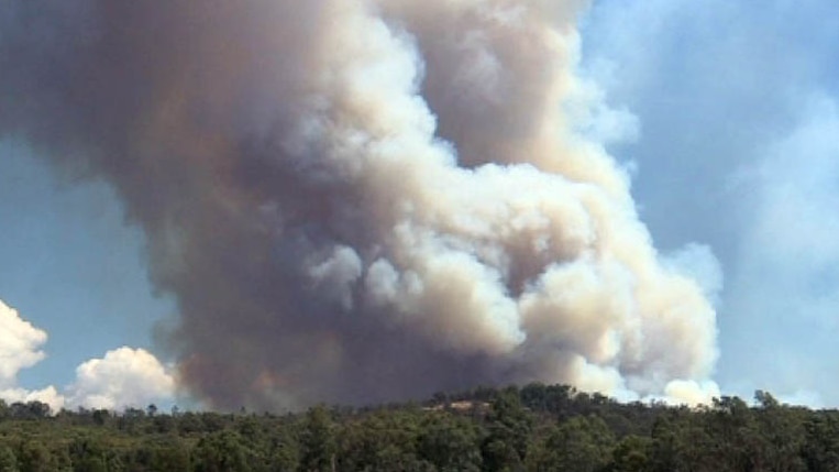 Huge plume of smoke over the Grampians, in Western Victoria
