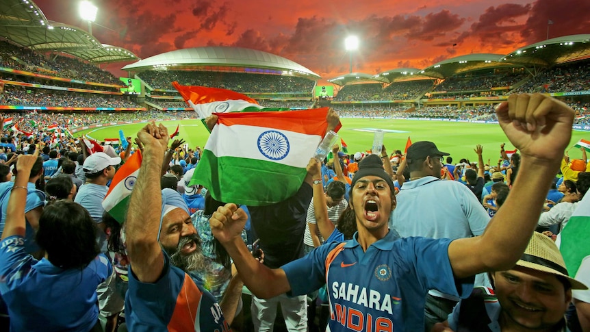 Indian fans celebrate at Adelaide Oval