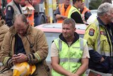 Rescue workers taking a break in Christchurch