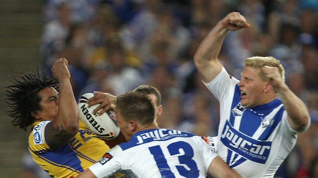 Brutal affair: Fuifui Moimoi was constantly the Bulldogs' target but never shyed away.