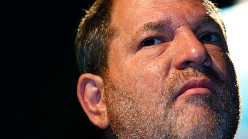 Harvey Weinstein stares down the barrel of the camera