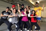 Members of the Canberra Bhangra Jammers dance group rehearsing for the 2015 Multicultural Festival