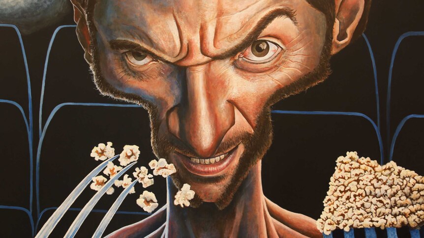 Portrait of Hugh Jackman as Wolverine by James Brennan at the Bald Archy Prize.