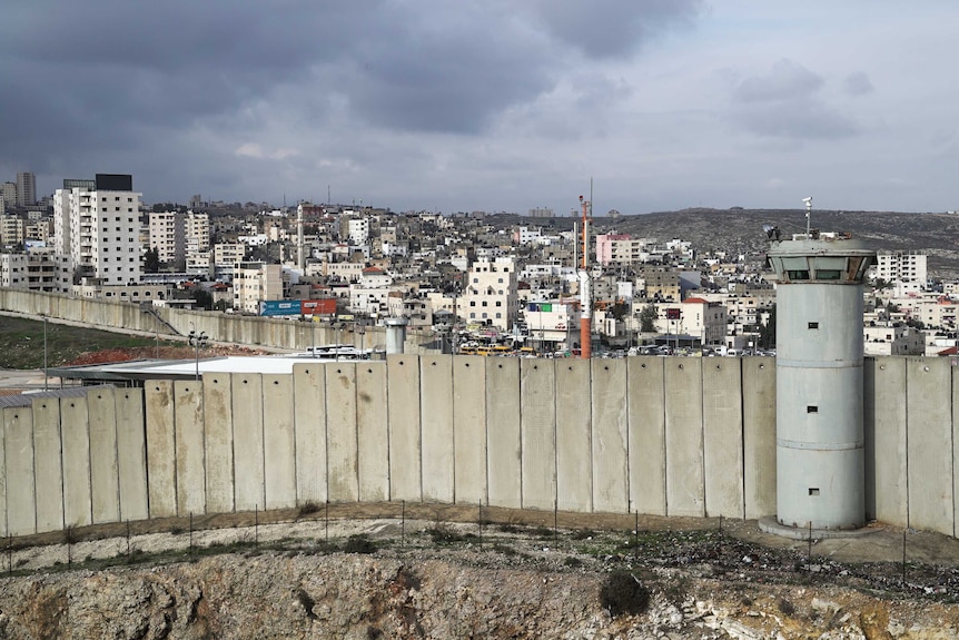 A military checkpoint on the West Bank rear Ramallah, December 2016.