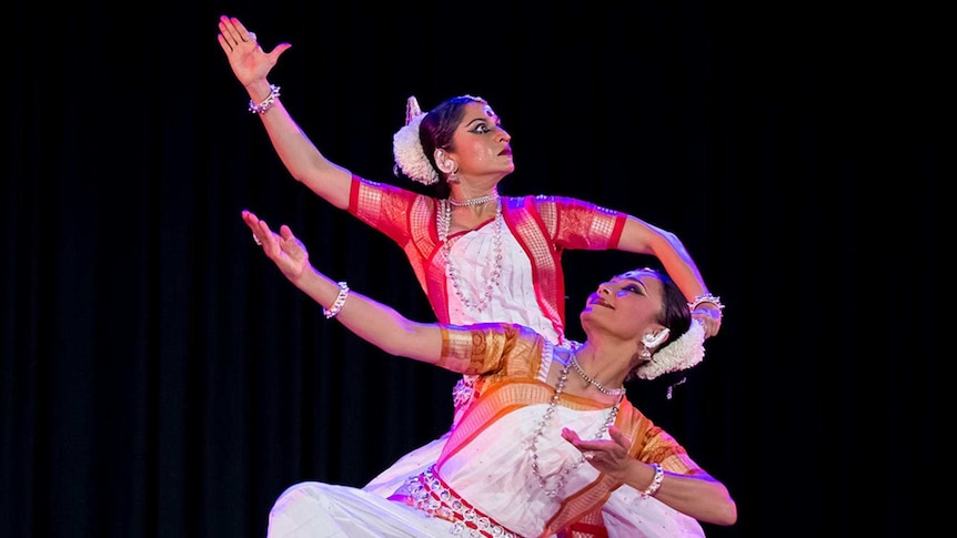 Two Indian dancers on stage