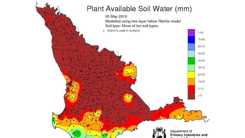 A map of available moisture from the Department of Primary Industries