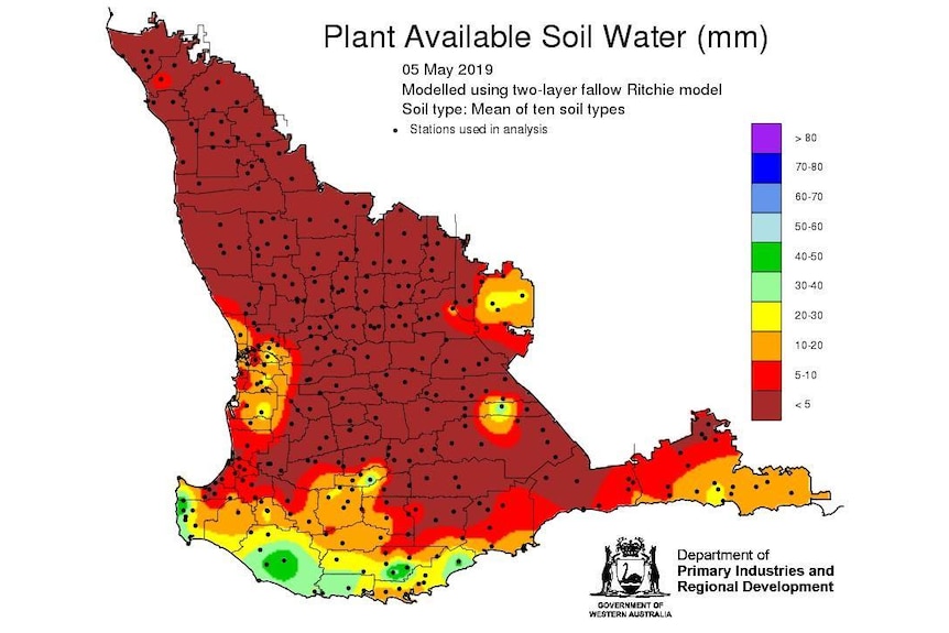 A map of available moisture from the Department of Primary Industries