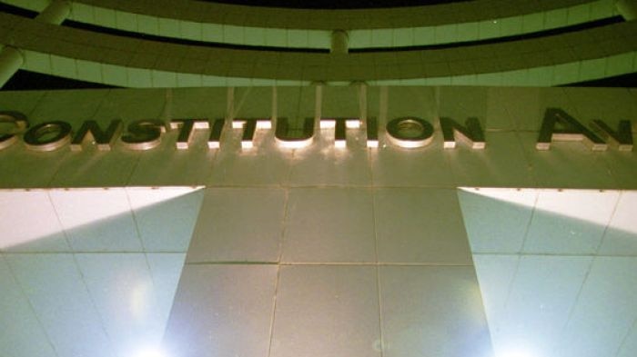 The Australian Taxation Office building exterior at night